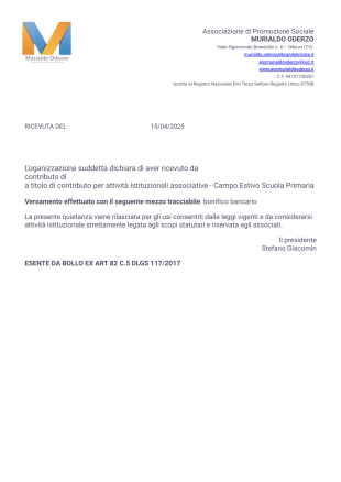 Ricevuta campo primaria - PDF Templates