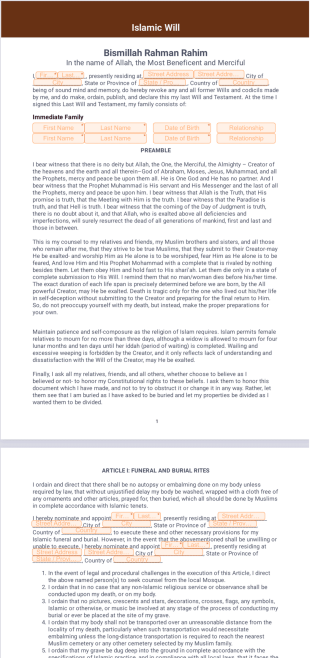 Islamic Will Template - PDF Templates