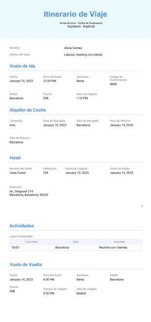 Itinerario de Viaje de Negocios Plantilla - PDF Templates