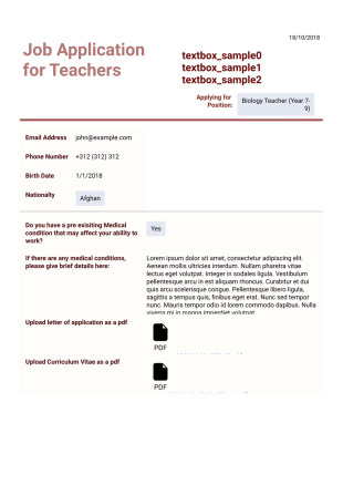 Job Application for Teachers Template - PDF Templates