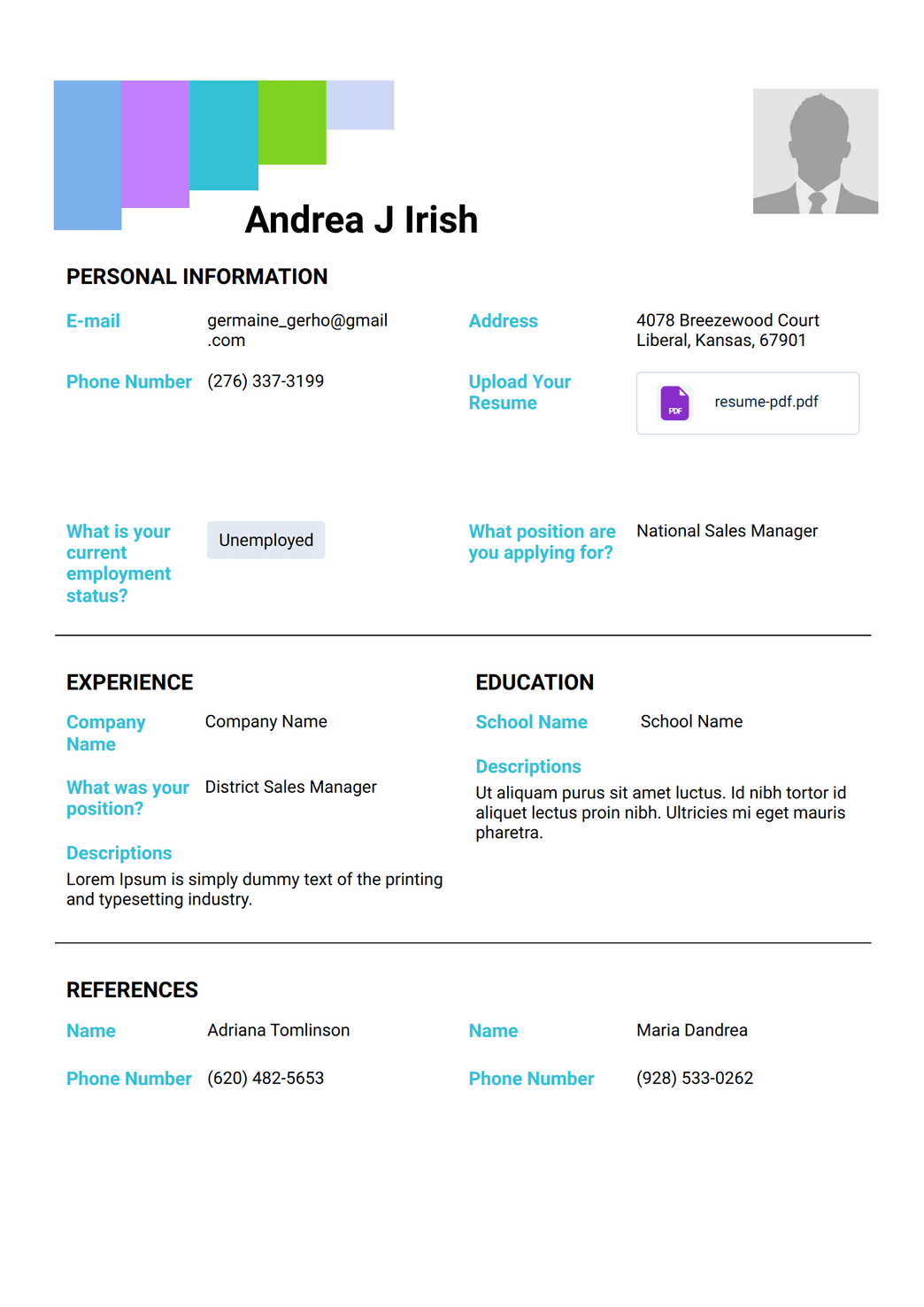 Job Application Template - PDF Templates | Jotform