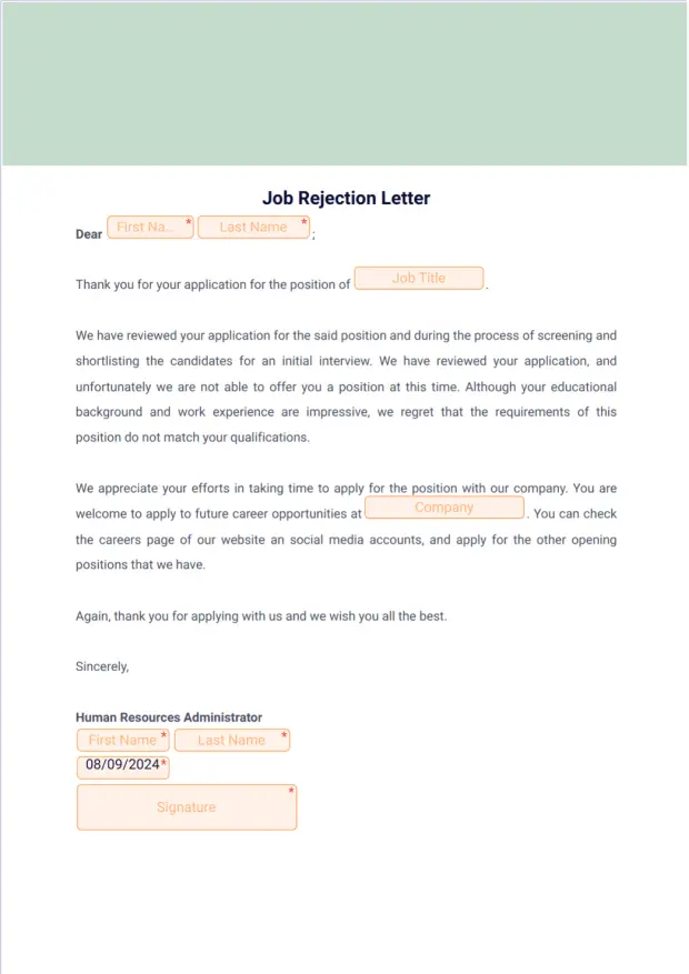 Job Rejection Letter