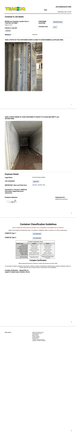 Job Submission PDF Template