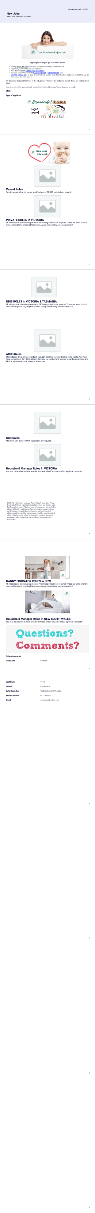 Jobs List - PDF Templates