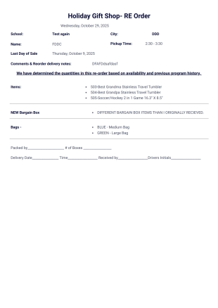 Johns Reorder - PDF Templates