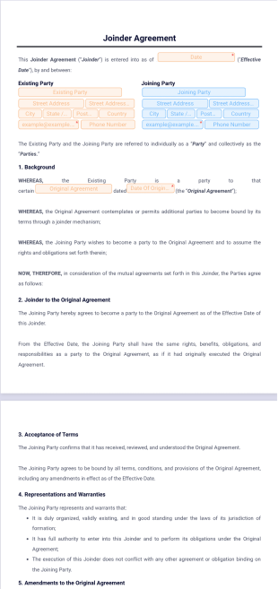 Joinder Agreement Template - PDF Templates