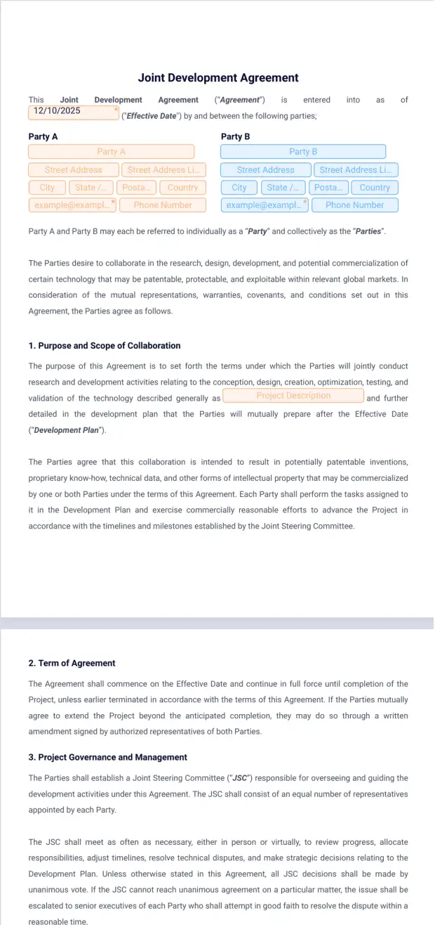 Engineers Joint Contract Documents Committee Example.pdf Joint Development Agreement Template - PDF Templates | Jotform