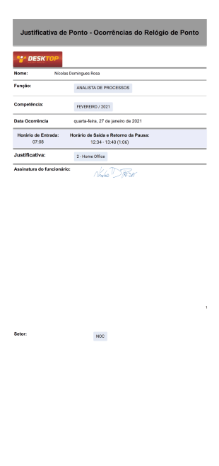 Justificativa de Ponto desktop Modelo de PDF