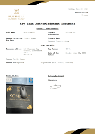 Key Recipt PDF Template