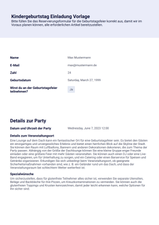 Kindergeburtstag Einladung Vorlage - PDF Templates