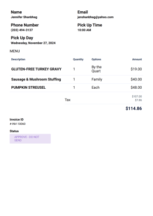 Kitchen Order Form - PDF Templates