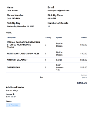 Kitchen Order Form PDF Template