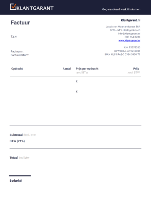 Klantgarant factuur v1 PDF Sjabloon