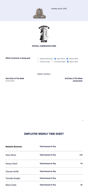 Contractor Payroll PDF Template