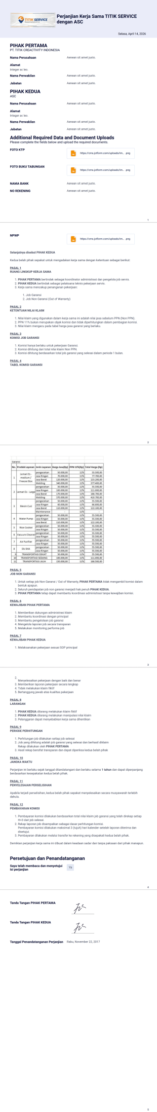 kontrak asc Template PDF