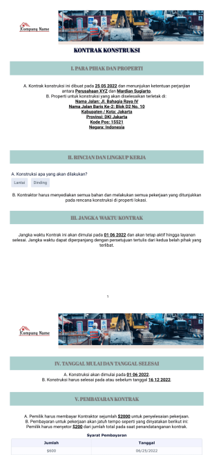 Kontrak Konstruksi - PDF Templates