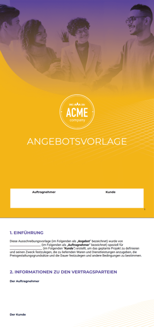 Kostenlose Angebotsvorlage - PDF Templates