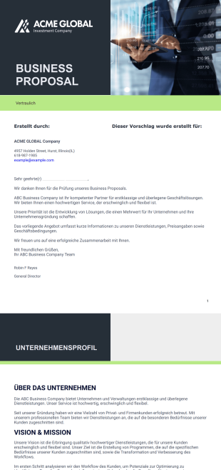 Kostenlose Business Proposal Vorlage - PDF Templates