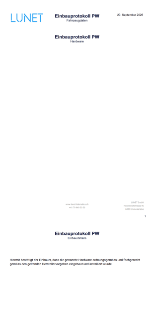 Einbauprotokoll PDF-Vorlage
