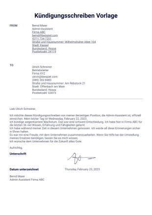 Kündigungsschreiben Vorlage - PDF Templates