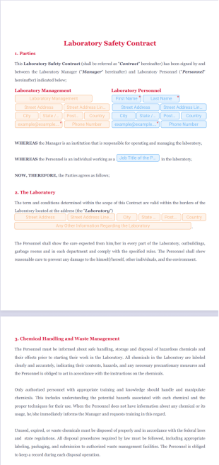 Laboratory Safety Contract PDF Template