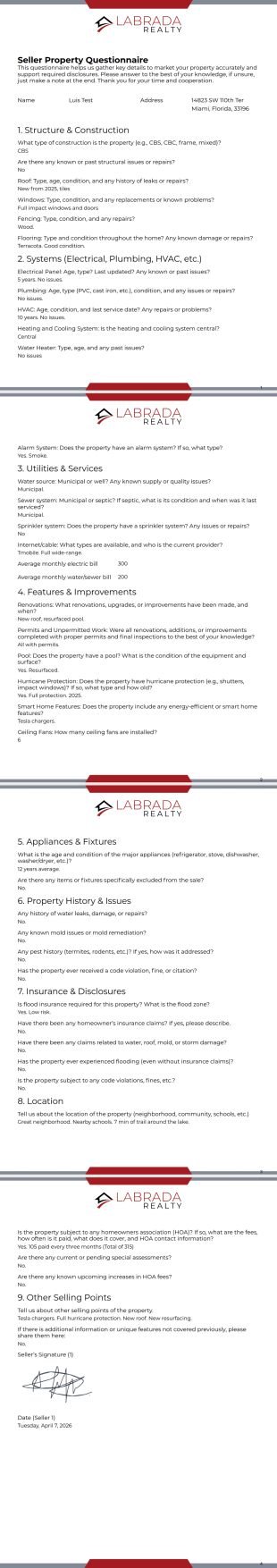 Labrada Realty Forms PDF Template