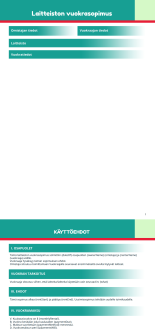 Laitteiston vuokrasopimus - PDF Templates