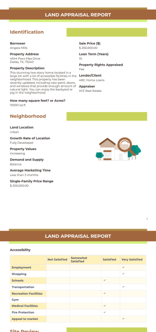 Land Appraisal Report Template - PDF Templates