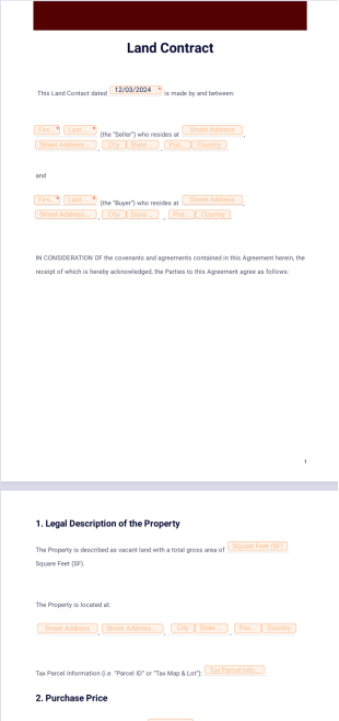 Land Contract Form PDF Template
