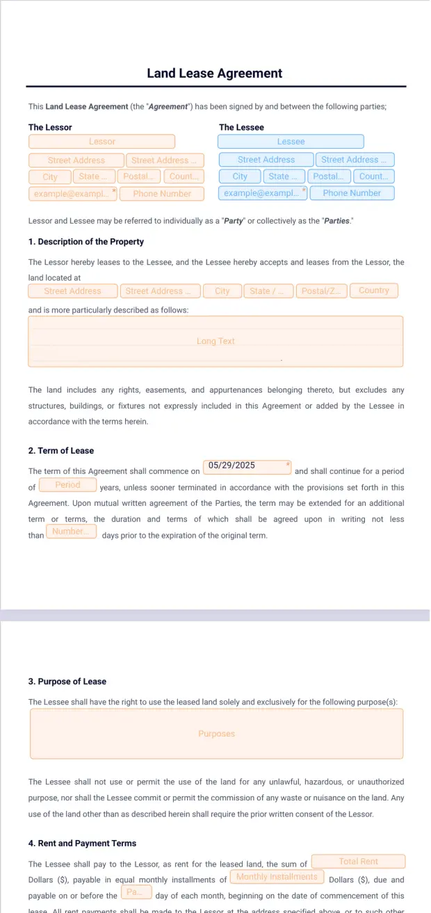 Land Lease Agreement Template