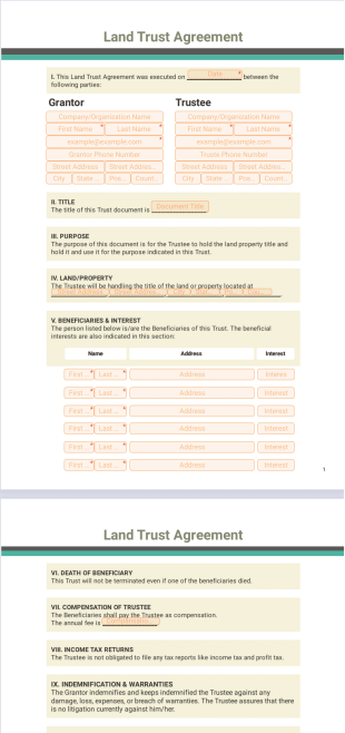 Land Trust Agreement Template - PDF Templates
