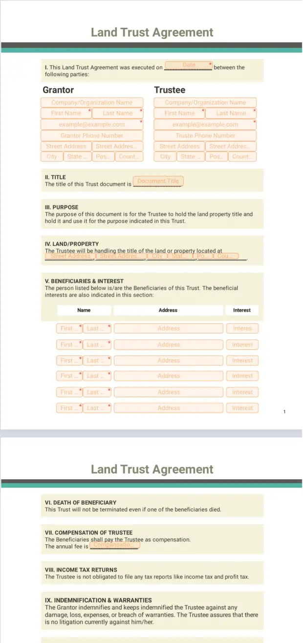 Land Trust Agreement Template
