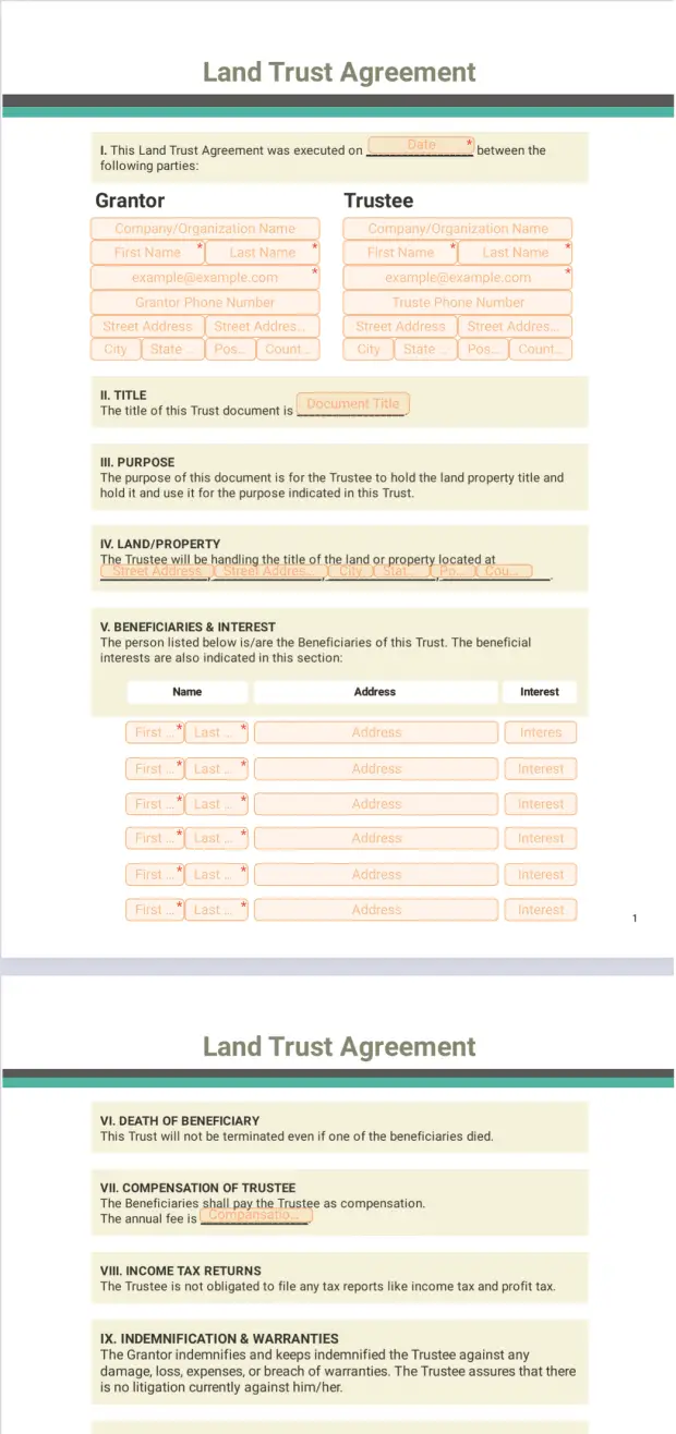 Land Trust Agreement Template PDF Templates Jotform