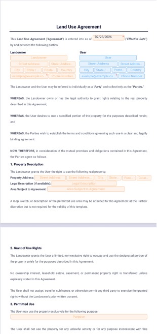 Land Use Agreement Template - PDF Templates