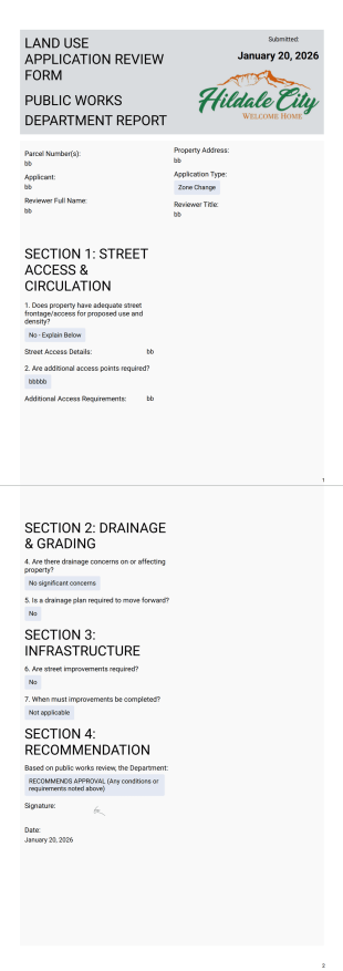 Land Use Department Review PDF Template