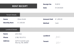 Landlord Rent Receipt PDF Template