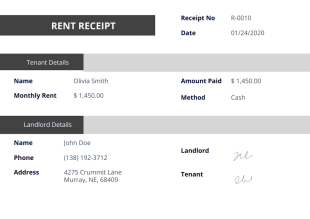 Landlord Rent Receipt - PDF Templates