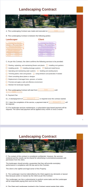 Landscaping Contract PDF Template