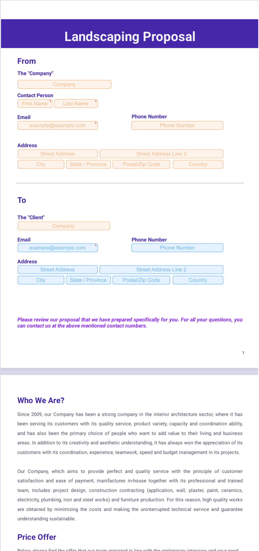 Landscaping Proposal Template - PDF Templates | Jotform
