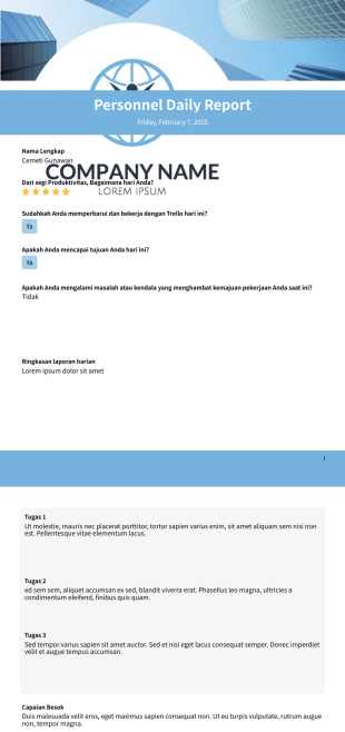 Laporan Harian Karyawan - PDF Templates