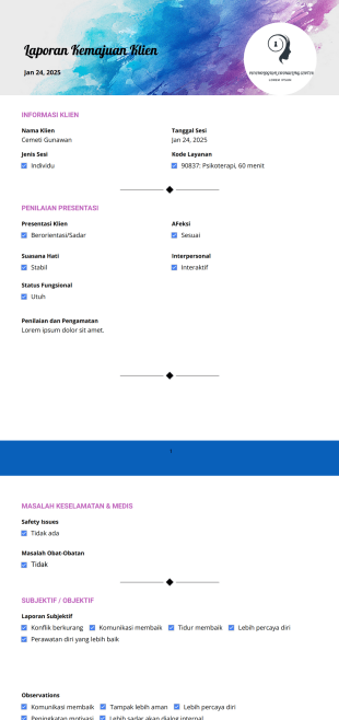 Laporan Kemajuan Klien - PDF Templates