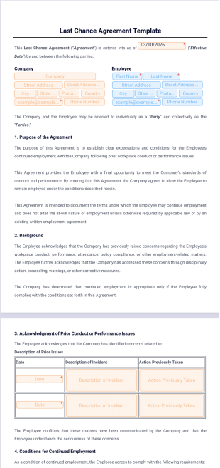 Last Chance Agreement Template - PDF Templates