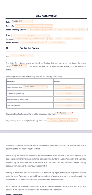 Late Rent Notice Template - PDF Templates