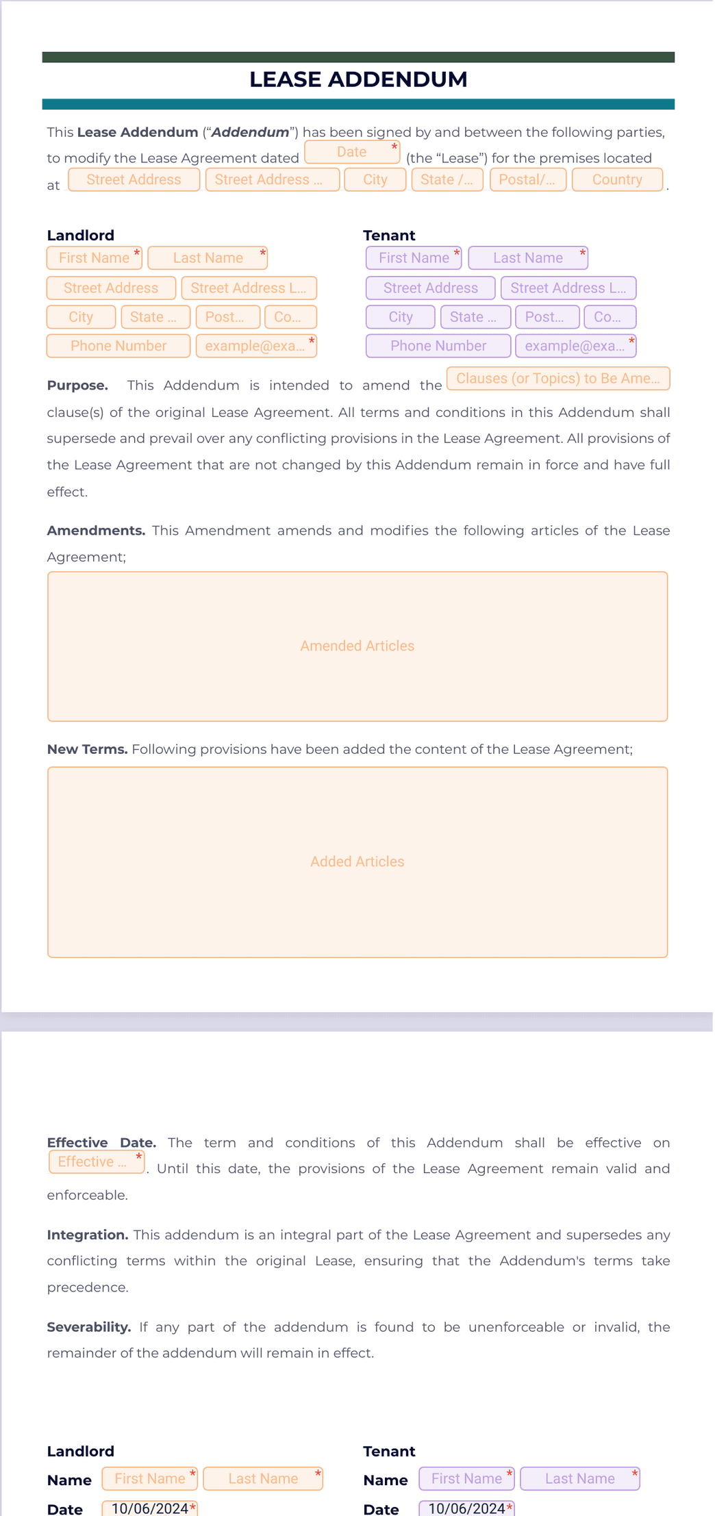 What Is An Addendum To A Lease Agreement