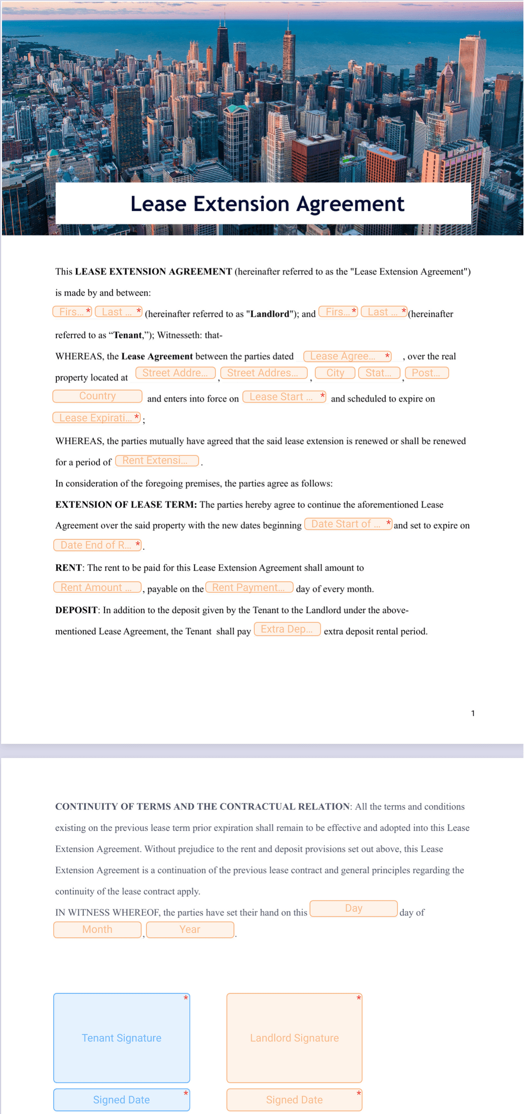 Lease Extension Agreement - PDF Templates | Jotform