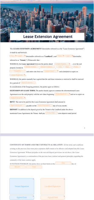 Lease Extension Agreement PDF Template