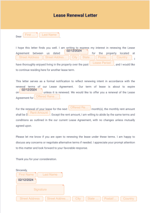Lease Renewal Letter PDF Template