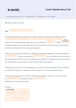 Lease Termination Letter PDF Template