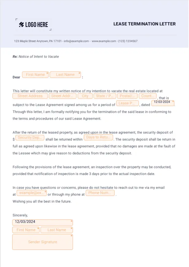 Lease Termination Letter
