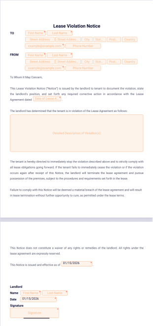 Lease Violation Notice Template - PDF Templates
